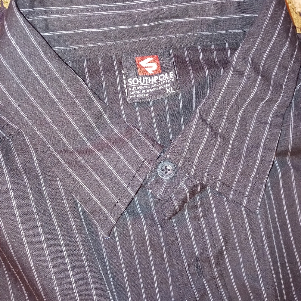 Southpole black/white striped collar long sleeve